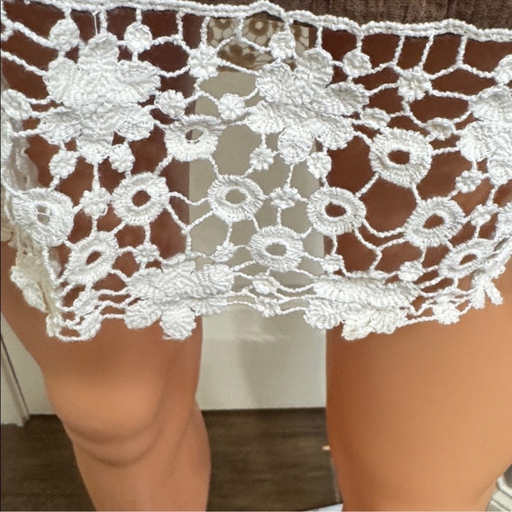Umgee Boho Mini Dress Brown Lace Trim Flowy Peasant Cottagecore S - Picture 4 of 7